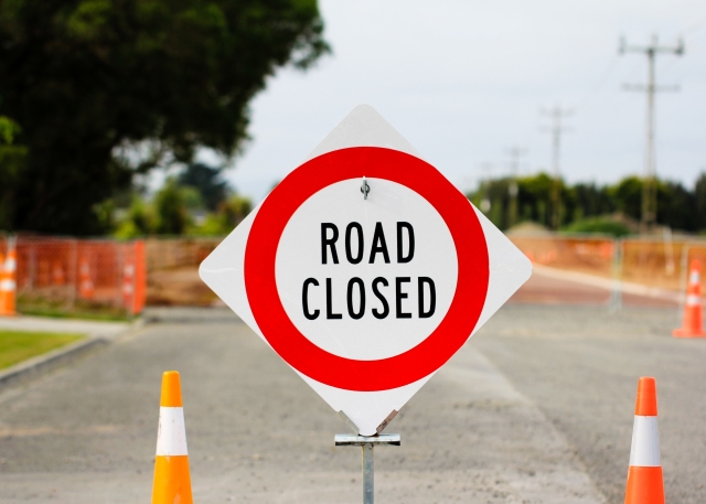 A road closed sign